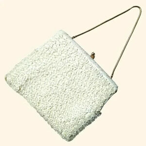 Elegant White Clutch with Gold Chain